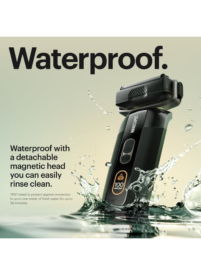 Manscaped The Chairman PRO Men’s Electric Foil Face Shaver - Two Interchangeable Blade Heads, SkinSafe Four-Blade Foil & Stubble Trimmer, USB-C Wireless Compatible Charging, Gentle on Neck - Image 3