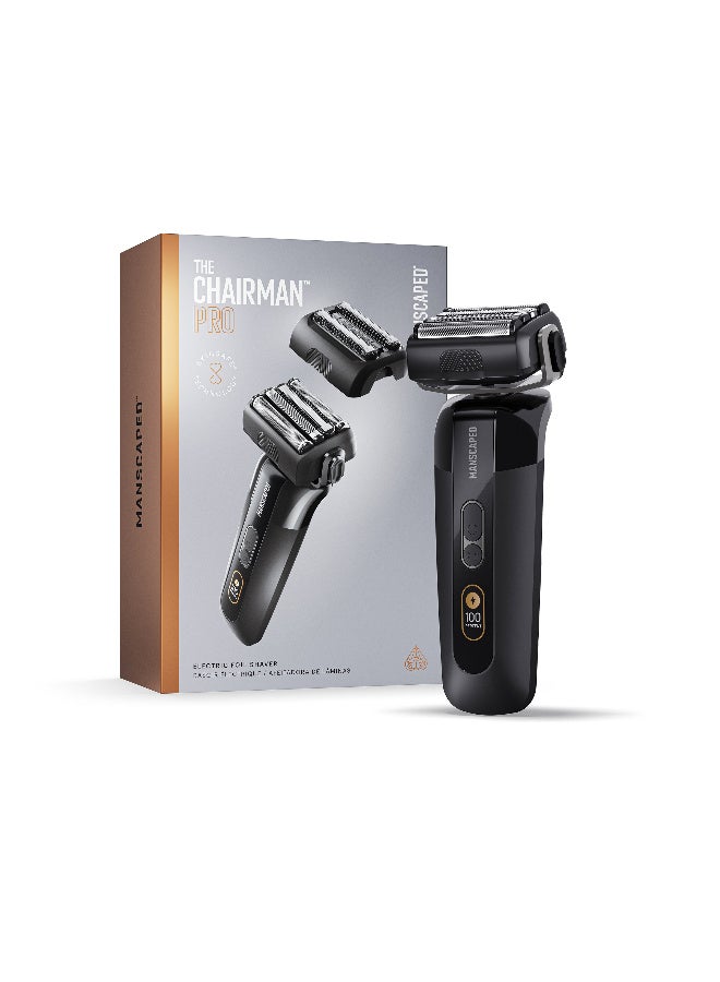 Manscaped The Chairman PRO Men’s Electric Foil Face Shaver - Two Interchangeable Blade Heads, SkinSafe Four-Blade Foil & Stubble Trimmer, USB-C Wireless Compatible Charging, Gentle on Neck - Image 1