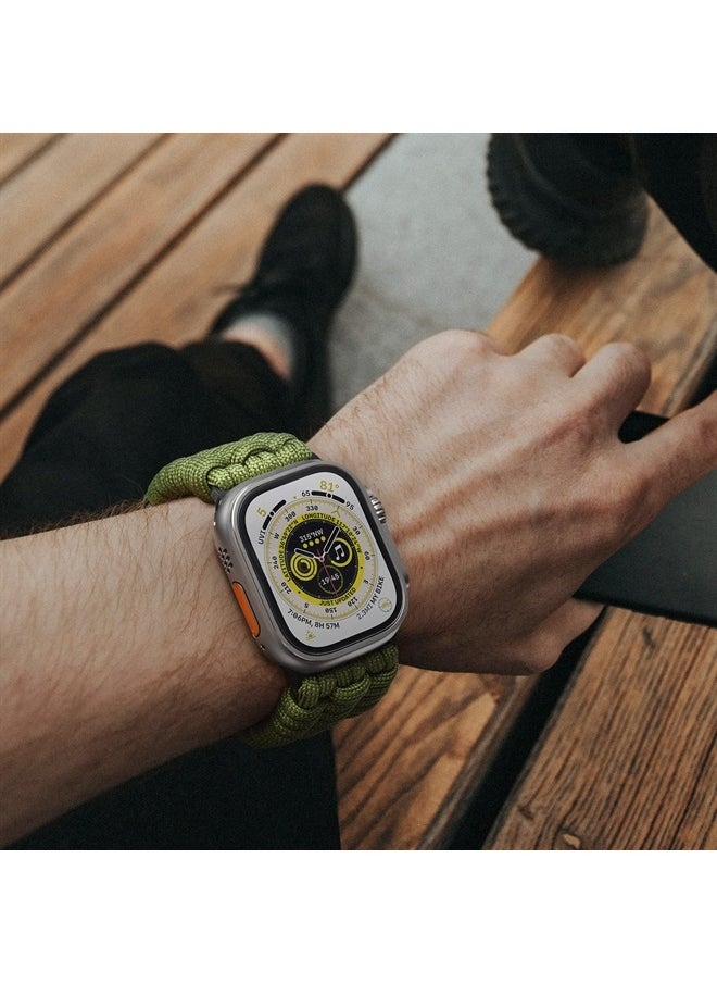 ULTIMAL - Band Compatible with Apple Watch 49mm/45mm/44mm/42mm, Nylon Woven Loop Paracord Strap Design for Sports Outdoors with Adjustable Buckle for Series 1/2/3/4/5/6/SE/7/8/Ultra (42mm/44mm/45mm, Gre - Image 1