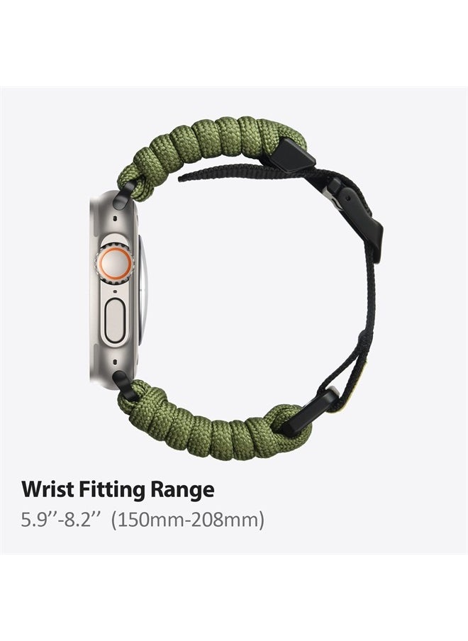 ULTIMAL - Band Compatible with Apple Watch 49mm/45mm/44mm/42mm, Nylon Woven Loop Paracord Strap Design for Sports Outdoors with Adjustable Buckle for Series 1/2/3/4/5/6/SE/7/8/Ultra (42mm/44mm/45mm, Gre - Image 1