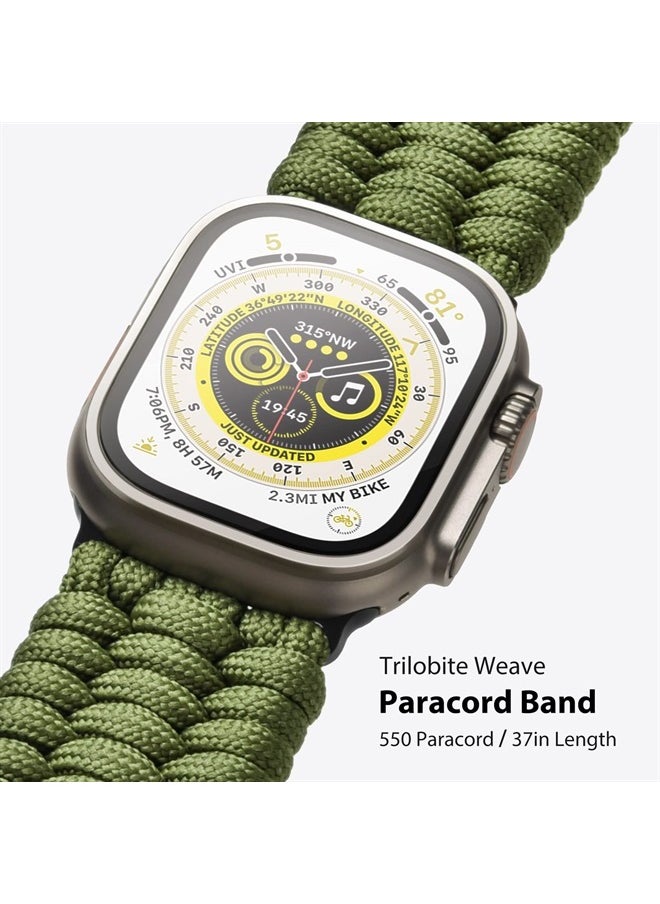 ULTIMAL - Band Compatible with Apple Watch 49mm/45mm/44mm/42mm, Nylon Woven Loop Paracord Strap Design for Sports Outdoors with Adjustable Buckle for Series 1/2/3/4/5/6/SE/7/8/Ultra (42mm/44mm/45mm, Gre - Image 1