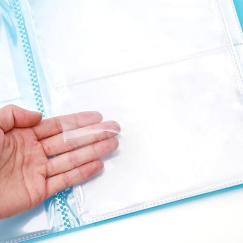 CYFUN DESIGN 20 Pages / 80 Pockets Stamps and Dies Storage Album Book Organizer Folder Plastic Large Sticker Photo Storage Bags for Cutting Dies Stencil Stamp Crafts DIY Scrapbooking 7x5.1inch/Pocket (Blue) - Image 3