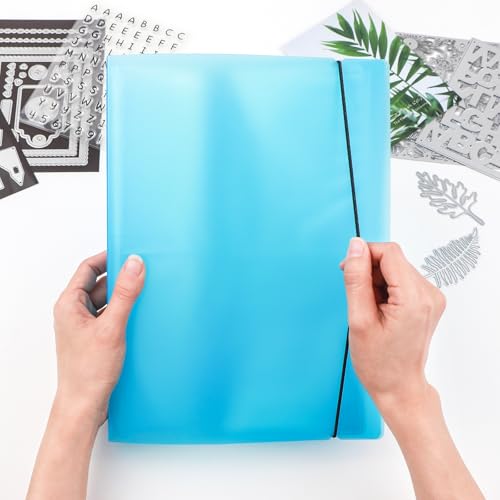 CYFUN DESIGN 20 Pages / 80 Pockets Stamps and Dies Storage Album Book Organizer Folder Plastic Large Sticker Photo Storage Bags for Cutting Dies Stencil Stamp Crafts DIY Scrapbooking 7x5.1inch/Pocket (Blue) - Image 4