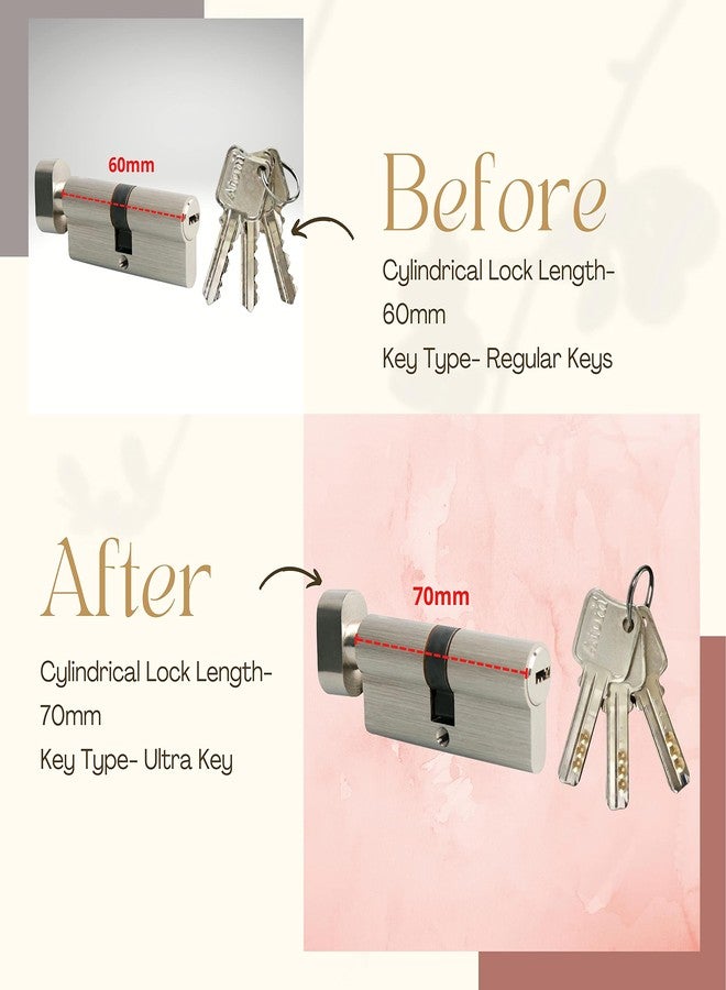 Atom Heavy Duty Mortise Door Lock with One Sided Key for Bedroom, Living Room, Main Door, Silver Satin Finish | 3 Keys | Lockset for House Hotel Office(O38CYOSK) - Image 5