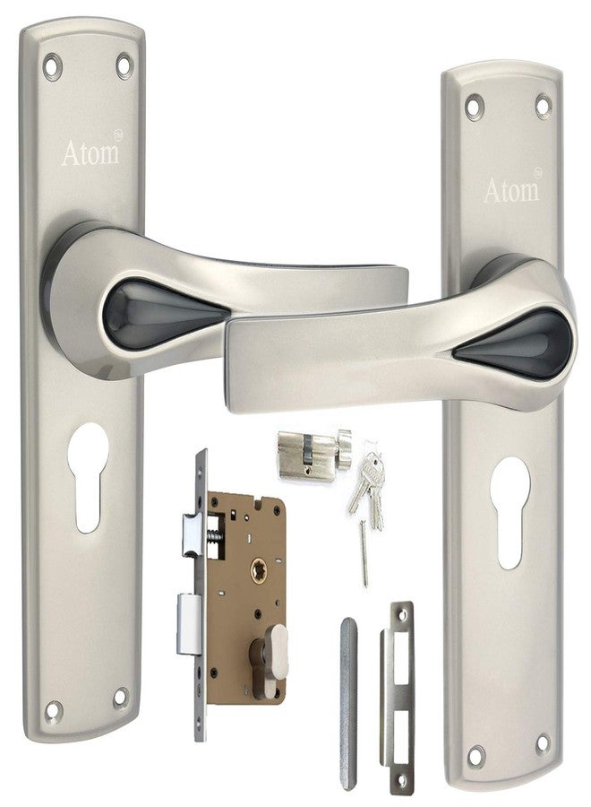 Atom Heavy Duty Mortise Door Lock with One Sided Key for Bedroom, Living Room, Main Door, Silver Satin Finish | 3 Keys | Lockset for House Hotel Office(O38CYOSK) - Image 1