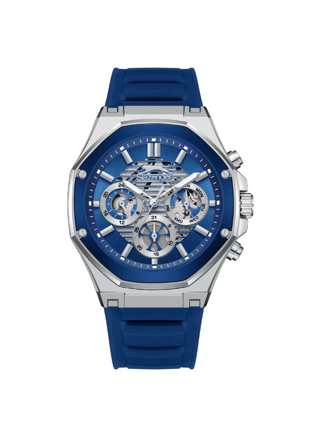 سلازنجر ساعة رجالية متعددة الوظائف بسوار سيليكون أزرق داكن - Image 1