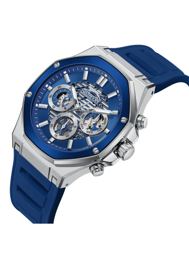 سلازنجر ساعة رجالية متعددة الوظائف بسوار سيليكون أزرق داكن - Image 2