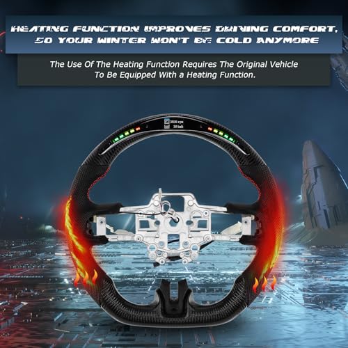 VOONKE Real Carbon Fiber Steering Wheel Dshaped With stitching Led Nappa Perforated Leather Flatbottom Steering Wheel With heating function For Mustang EcoBoostGTShelby GT350GT350R 20182023 - Image 3