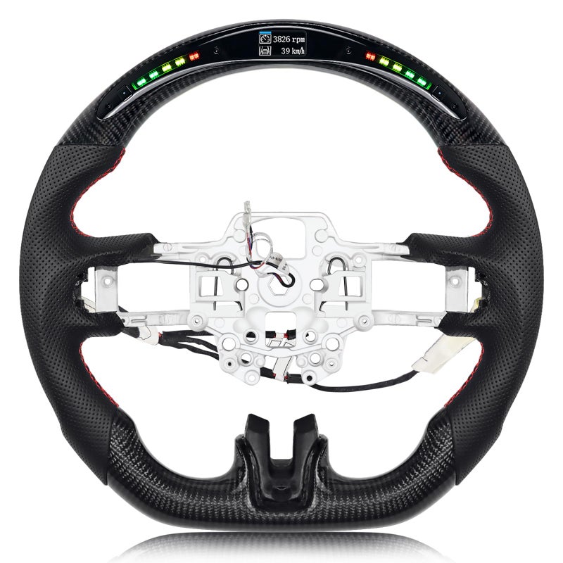 VOONKE Real Carbon Fiber Steering Wheel Dshaped With stitching Led Nappa Perforated Leather Flatbottom Steering Wheel With heating function For Mustang EcoBoostGTShelby GT350GT350R 20182023 - Image 2