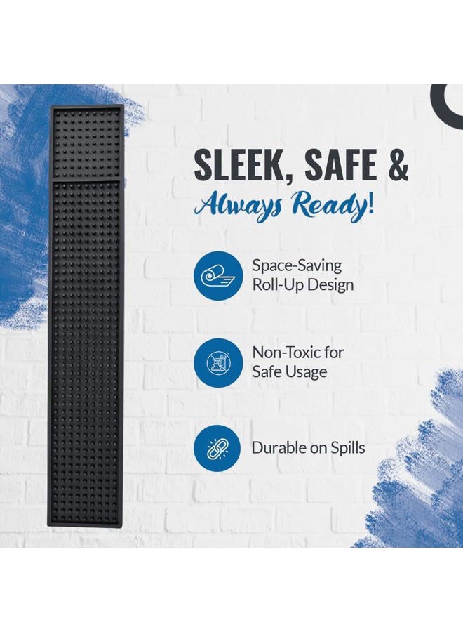 ProTensils Black Rubber Bar Mats, 23" x 3.25" (2 Pack), Counter-Top Spill Mats - Image 4