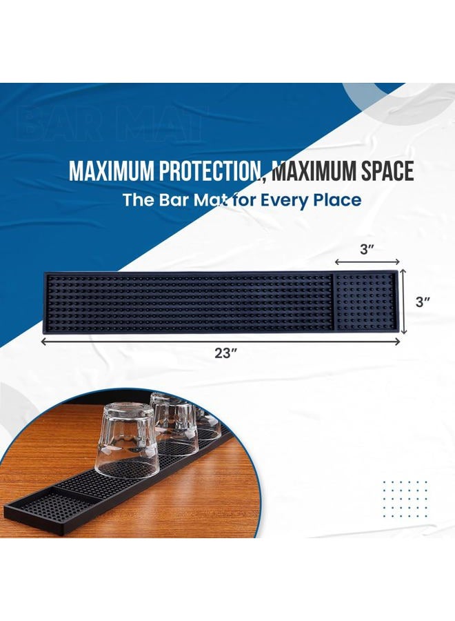 ProTensils Black Rubber Bar Mats, 23" x 3.25" (2 Pack), Counter-Top Spill Mats - Image 2