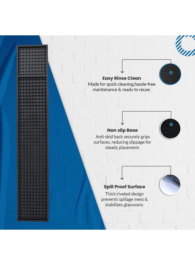 ProTensils Black Rubber Bar Mats, 23" x 3.25" (2 Pack), Counter-Top Spill Mats - Image 5