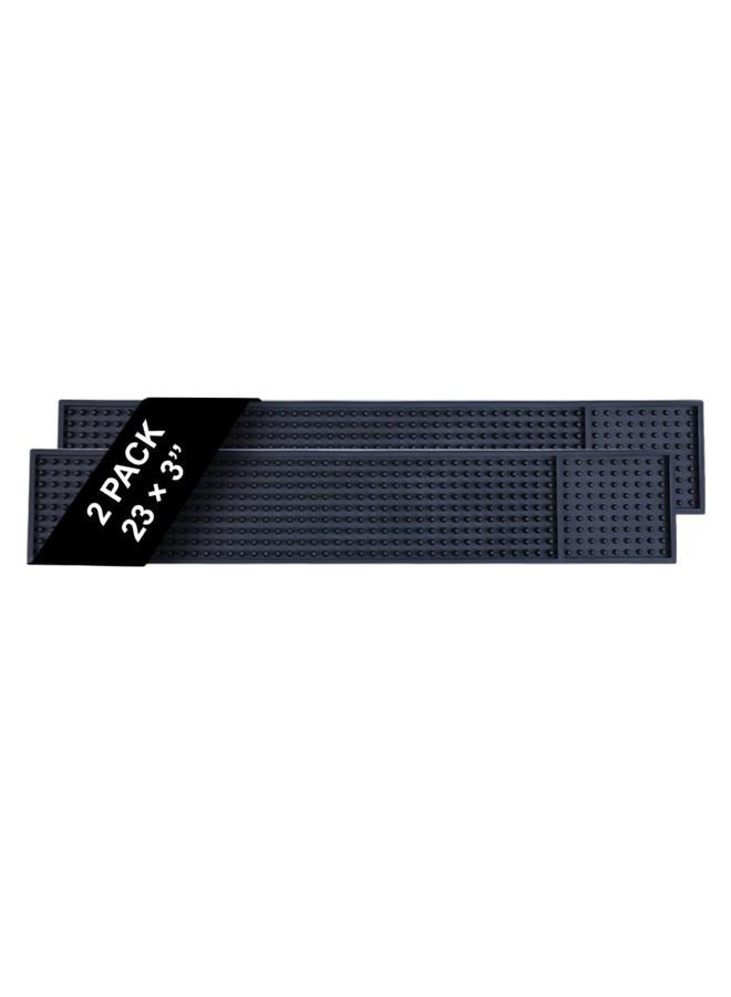 ProTensils Black Rubber Bar Mats, 23" x 3.25" (2 Pack), Counter-Top Spill Mats - Image 1