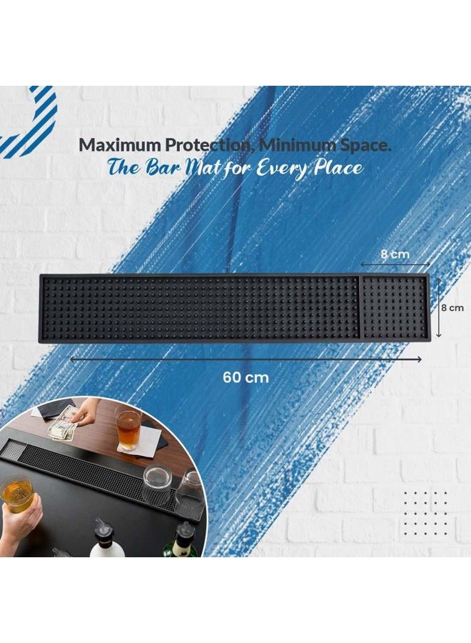 ProTensils Black Rubber Bar Mats, 23" x 3.25" (2 Pack), Counter-Top Spill Mats - Image 3