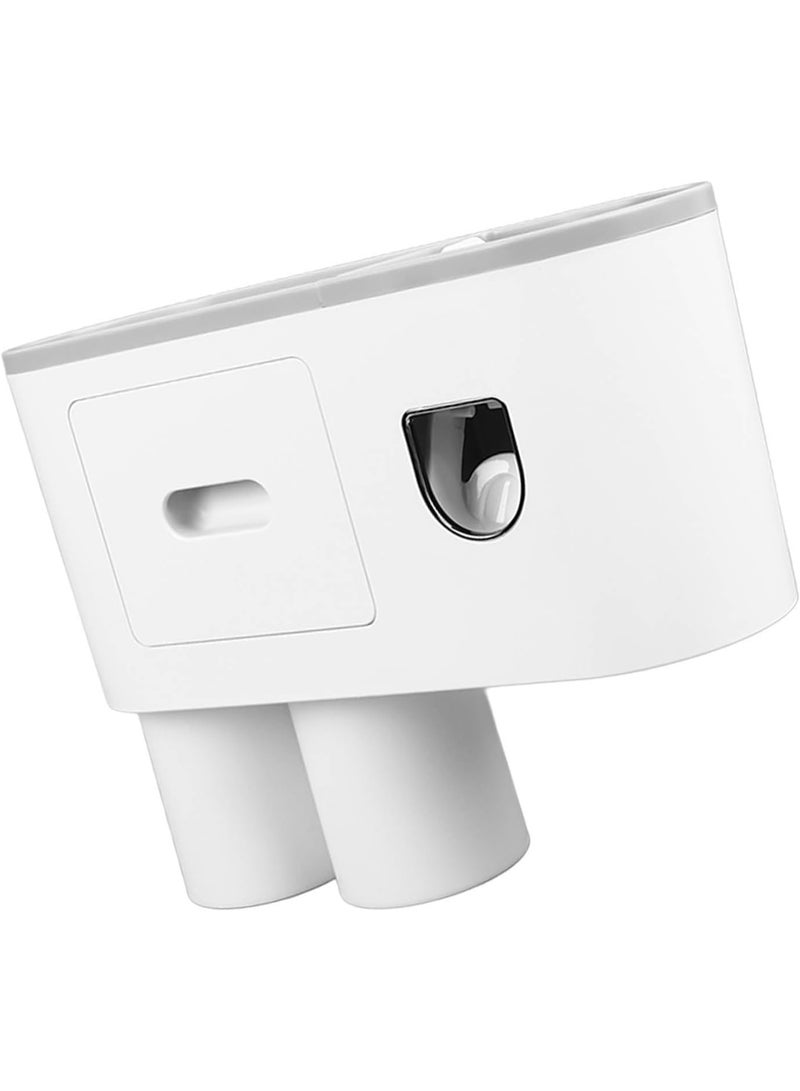 Toothpaste Dispenser with 2 Magnetic Cups, Wall Mounted Toothbrush Holder Without Perforating for Bathroom, No Drilling, Hands-Free Toothpaste Squeezer Set  - Image 3