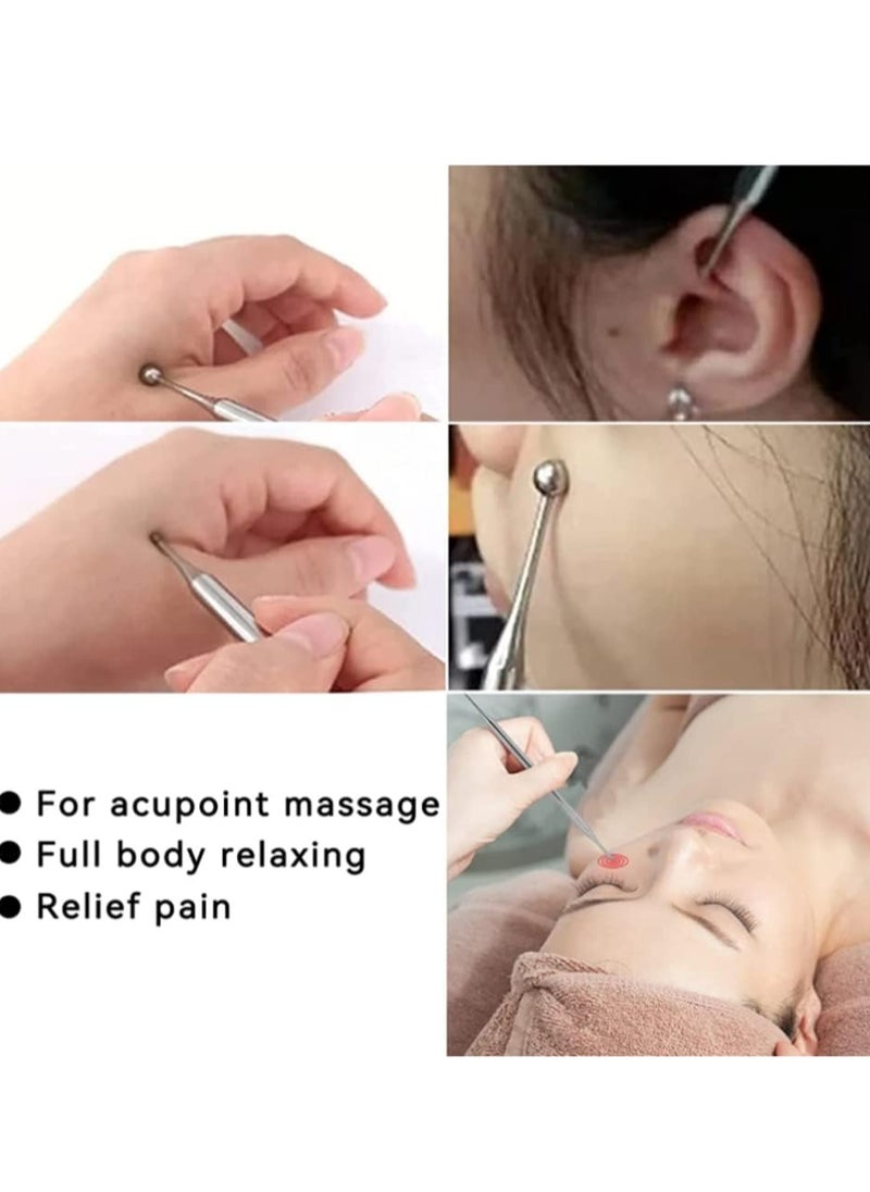 Generic Dual Head Facial Reflexology Tools Stainless Steel Portable Ear Acupuncture Body Point Probe Massage Tool  - Image 3