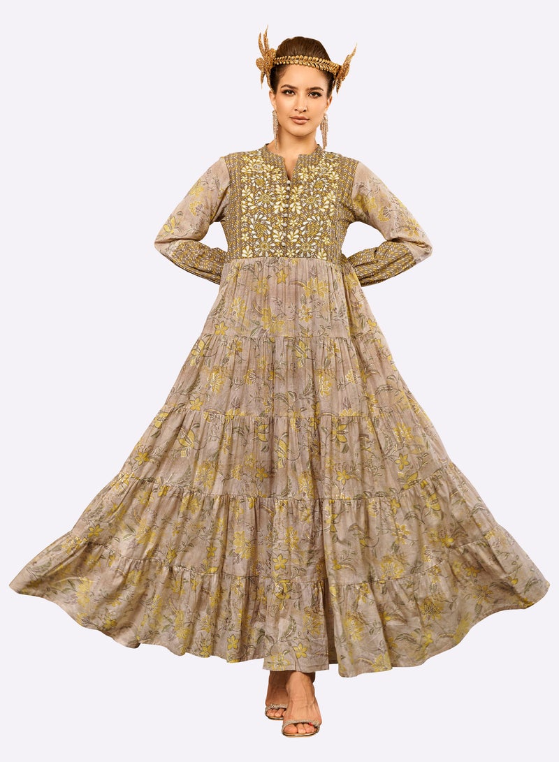 SARA Sara Floral Collage Print Jalabiya - Image 3