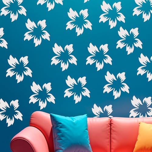 ARandNJ Stencils for Wall Painting Pack of 2 (Size- 13X13 Inch) Pattern Theme - Cherry Blossom DIY Reusable Design Suitable for Home Wall Decor - Image 1