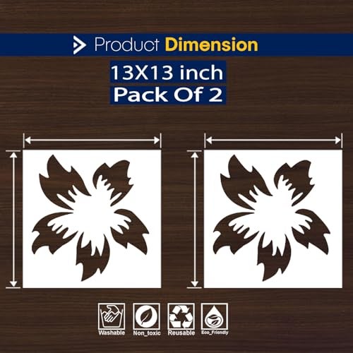 ARandNJ Stencils for Wall Painting Pack of 2 (Size- 13X13 Inch) Pattern Theme - Cherry Blossom DIY Reusable Design Suitable for Home Wall Decor - Image 2