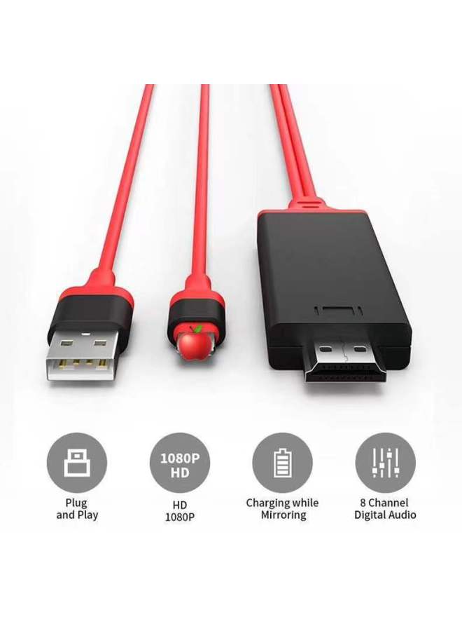 Mobile Phone Screen HD Converter Adapter Is Suitable For HDMI HD Line Lightning-Color:P8 Male Red - Image 3