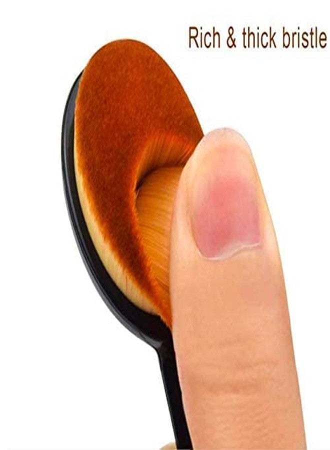 VNZ فرشاة أساس بيضاوية من VNZ مع 2 قطعة إسفنج مكياج - مجموعة أدوات مكياج احترافية للسائل والكريم والبودرة - إسفنجة دمج وفرشاة بيضاوية (مجموعة 3 قطع) - Image 3