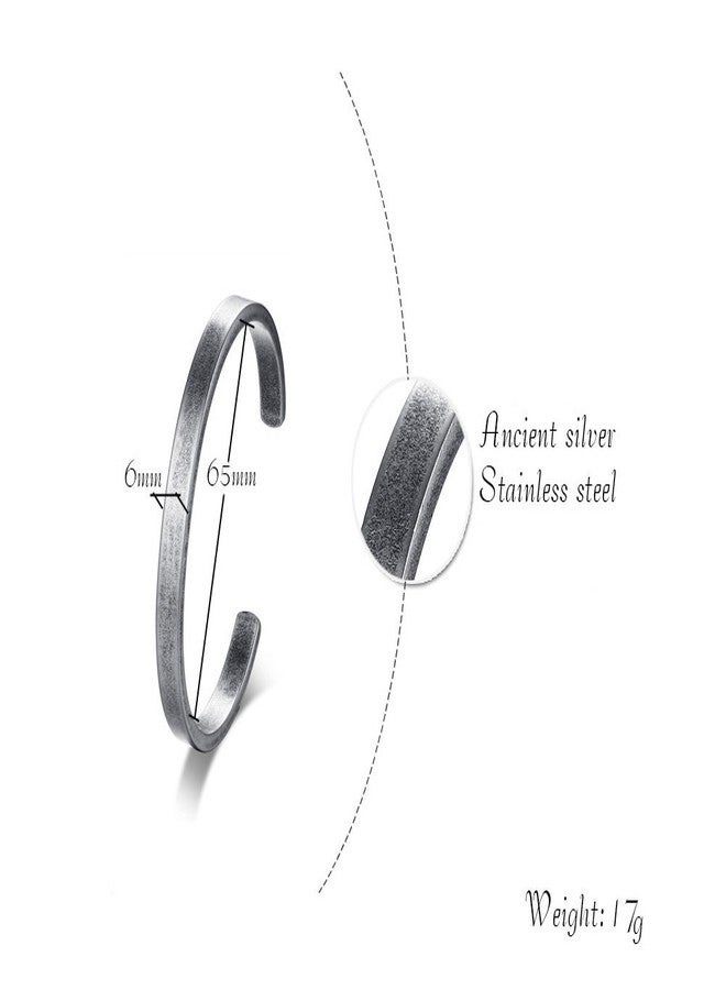 MEALGUET Stainless Steel Antique Retro Reminder Inspiration Message Quote Open Cuff Bangle Bracelets for Men,65mm - Image 2
