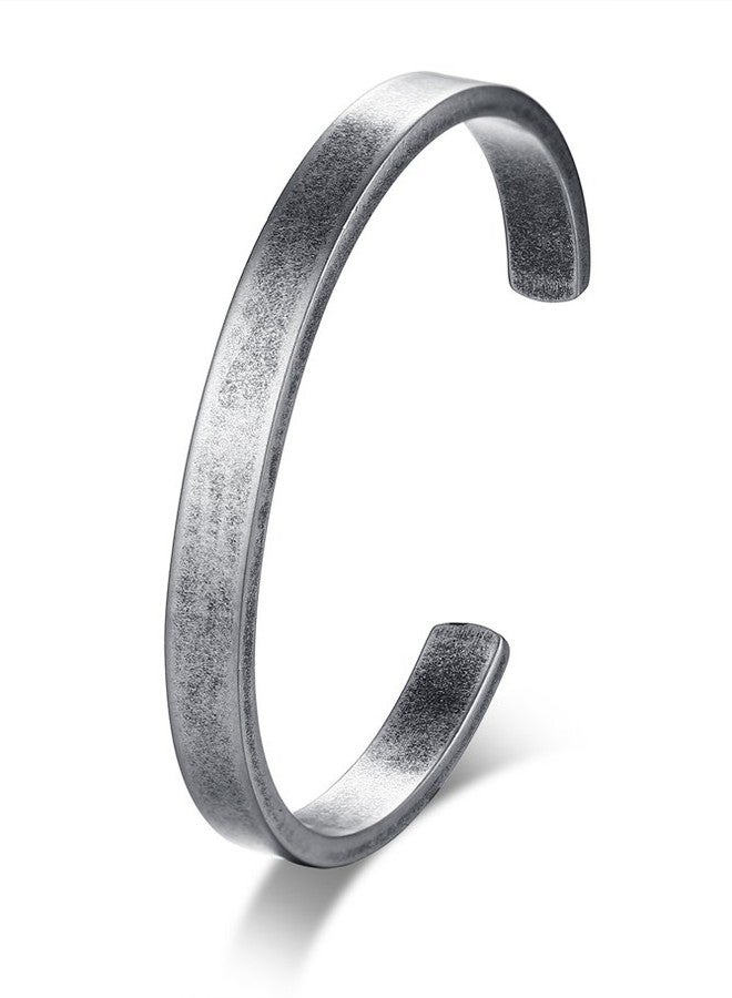 MEALGUET Stainless Steel Antique Retro Reminder Inspiration Message Quote Open Cuff Bangle Bracelets for Men,65mm - Image 1