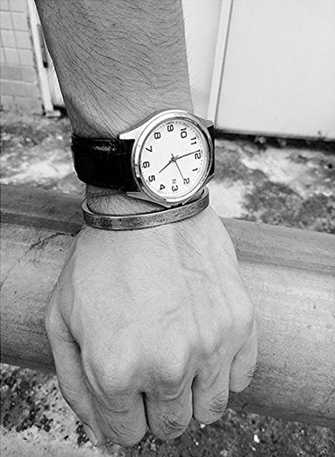 MEALGUET Stainless Steel Antique Retro Reminder Inspiration Message Quote Open Cuff Bangle Bracelets for Men,65mm - Image 4