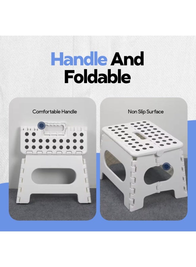Generic Folding Step Stool for Adults and Kids Holds Up to 300 lbs,Non-Slip Folding Stools with Portable Handle, Compact Plastic Foldable Step Stool for Bathroom,Bedroom, Kitchen  - Image 4