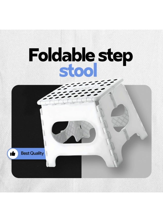 Generic Folding Step Stool for Adults and Kids Holds Up to 300 lbs,Non-Slip Folding Stools with Portable Handle, Compact Plastic Foldable Step Stool for Bathroom,Bedroom, Kitchen  - Image 2