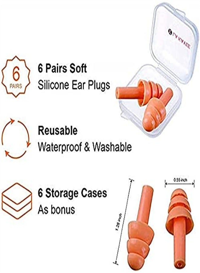 Goolsky 6 أزواج من سدادات الأذن الرغوية القابلة لإعادة الاستخدام للنوم العميق - سهلة التنظيف، مثالية للسفر، الدراسة، السكن الجامعي، السباحة والبيئات الصاخبة، ألوان متنوعة في علب شفافة، سدادات أذن للنوم، أساسيات الدراسة، مساعد نوم محمول، تصميم مدمج، مادة سهلة التنظيف - Image 3