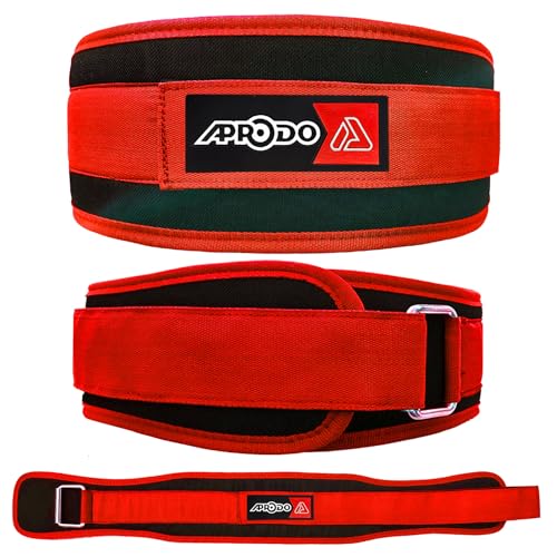 Aprodo Multipurpose Weight Lifting Belt for Back Support Comfortable & Durable for Powerlifting, Weightlifting, Gym, Workout - 100% Nylon, (4 Inch Wide) for Men and Women (RED, Medium 32'' - 36'') - Image 1