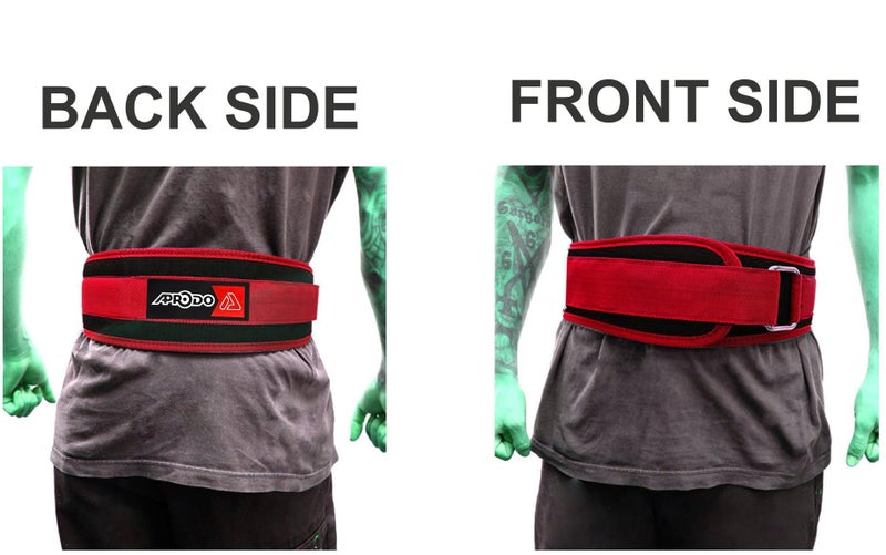 Aprodo Multipurpose Weight Lifting Belt for Back Support Comfortable & Durable for Powerlifting, Weightlifting, Gym, Workout - 100% Nylon, (4 Inch Wide) for Men and Women (RED, Medium 32'' - 36'') - Image 5