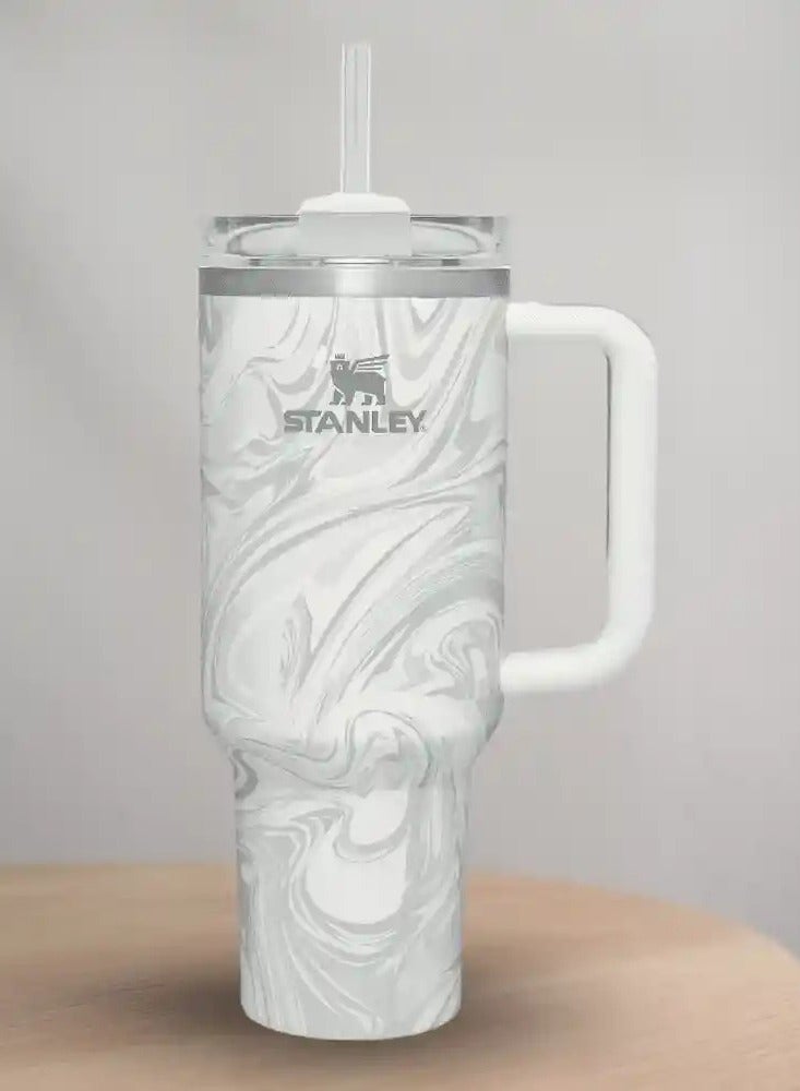 Stanley 2-Pack Quencher H2.0 FlowState 40oz Stainless Steel Vacuum Insulated Tumblers – Rose Quartz & Swirl Colors – Leak-Resistant Travel Mugs with Reusable Straw & Lid | Double-Walled Thermal Bottles for Hot & Cold Drinks | Perfect for Office, Gym, Travel, Hydration - Image 4