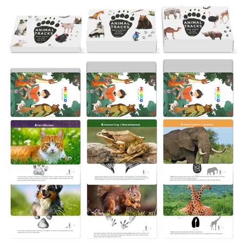 MEROCO Safari Animal Tracks Card Game Farm Animal Flash Cards Matching Game Kids Science Learning Educational Toys for Homeschool Preschool Autism 3 Years Old Up - Image 1