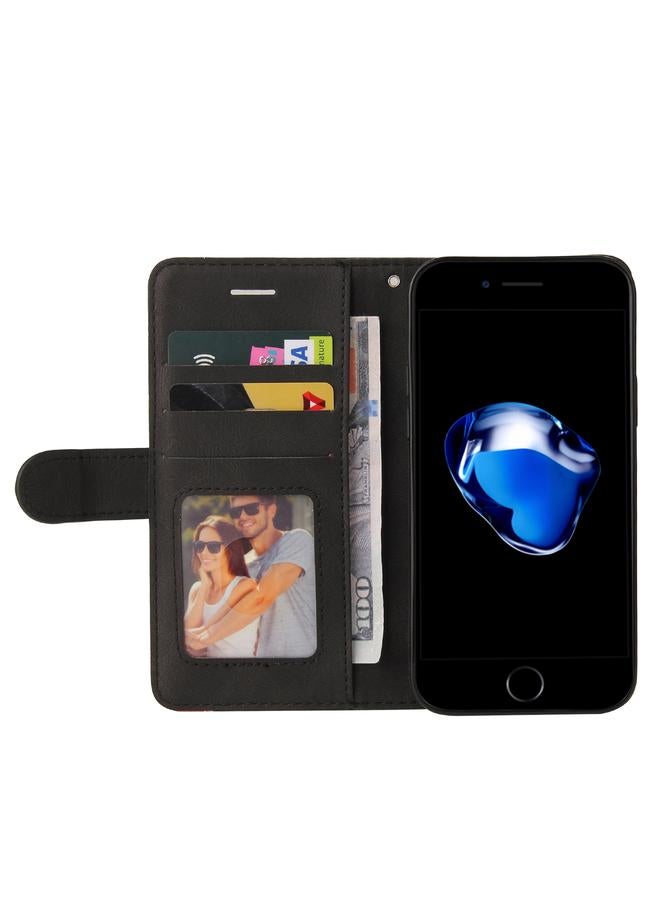 اس-توب جراب لهاتف iPhone SE 2022 / SE 2020 / 8 / 7، جراب جلدي من البولي يوريثان ثنائي اللون مع حامل وفتحات للبطاقات ومحفظة - Image 4