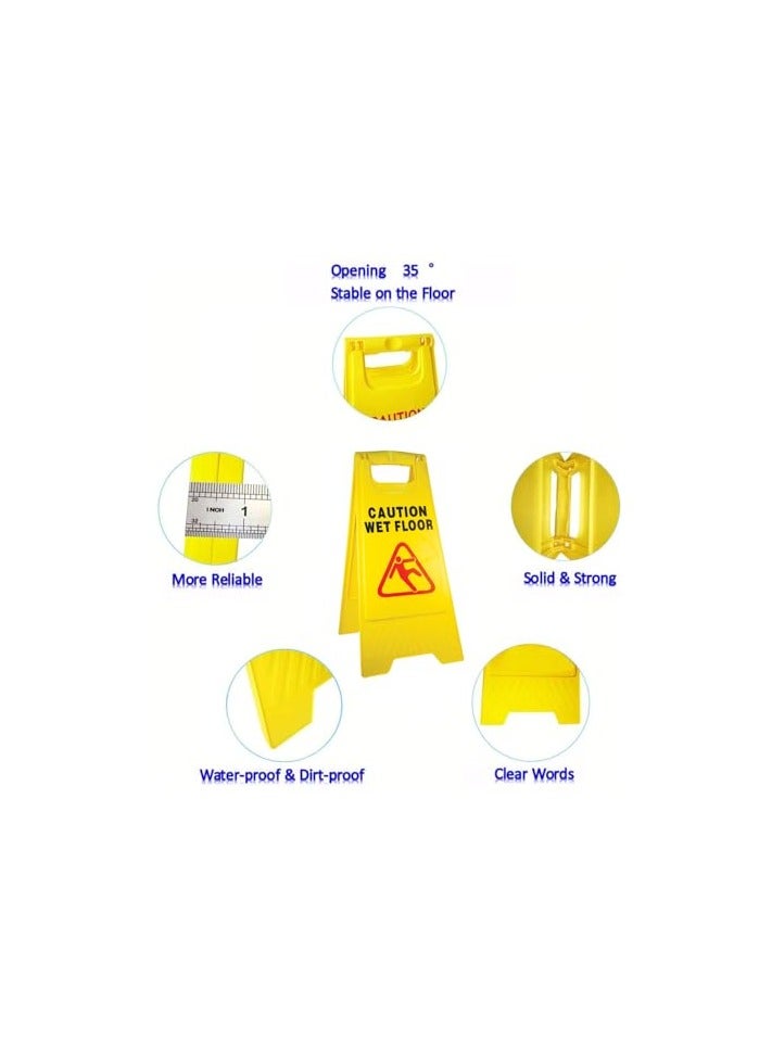 VINSTAR Caution Wet Floor Sign Board, Foldable, Sturdy Double-Sided Safety Warning Signs, Yellow Wet Floor Stand (Pack of 4) - Image 5