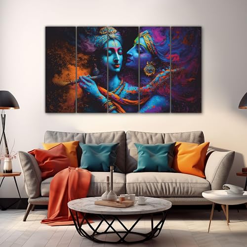 The Castle Decor Radha Krishna Wall Painting for Living Room Big Size - Radha Krishna Painting Wall Decor for Bedroom, Office, Hotels - Peaceful Digital Painting Wooden Framed for Gifting (27x48 inch) - Image 1