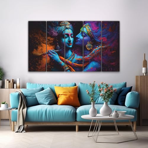 The Castle Decor Radha Krishna Wall Painting for Living Room Big Size - Radha Krishna Painting Wall Decor for Bedroom, Office, Hotels - Peaceful Digital Painting Wooden Framed for Gifting (27x48 inch) - Image 3