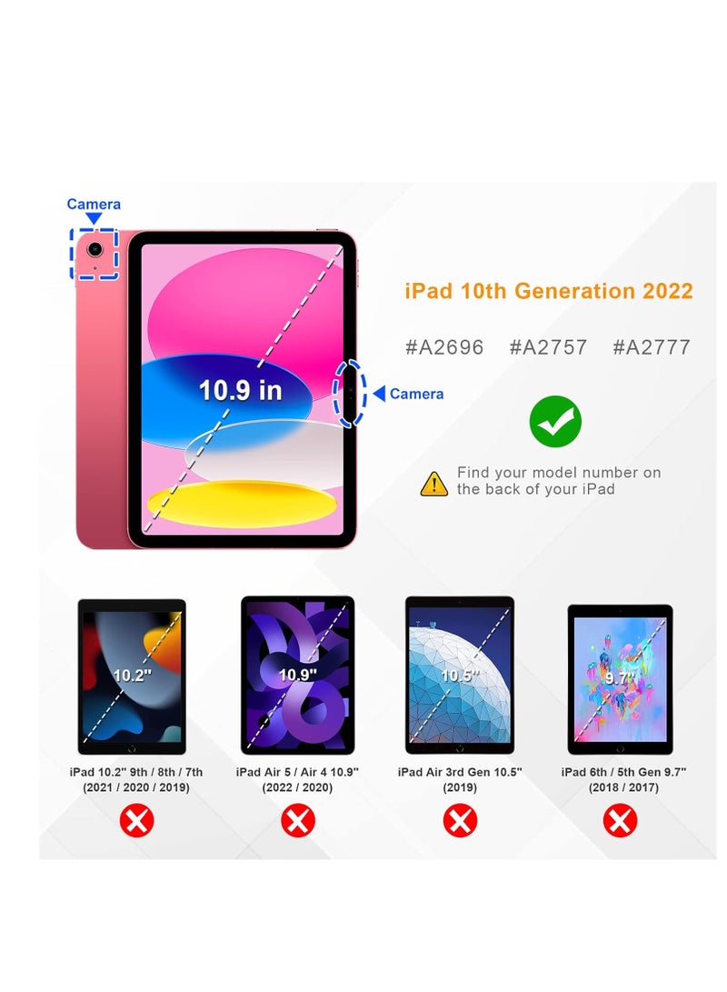 حافظة Ecosystem لجهاز iPad 10 (10.9 بوصة، موديل 2022، الجيل العاشر) مع حامل قلم، غطاء خلفي شفاف شفاف مع حامل رفيع مقاوم للصدمات، إيقاظ/سكون تلقائي (وردي) - Image 2