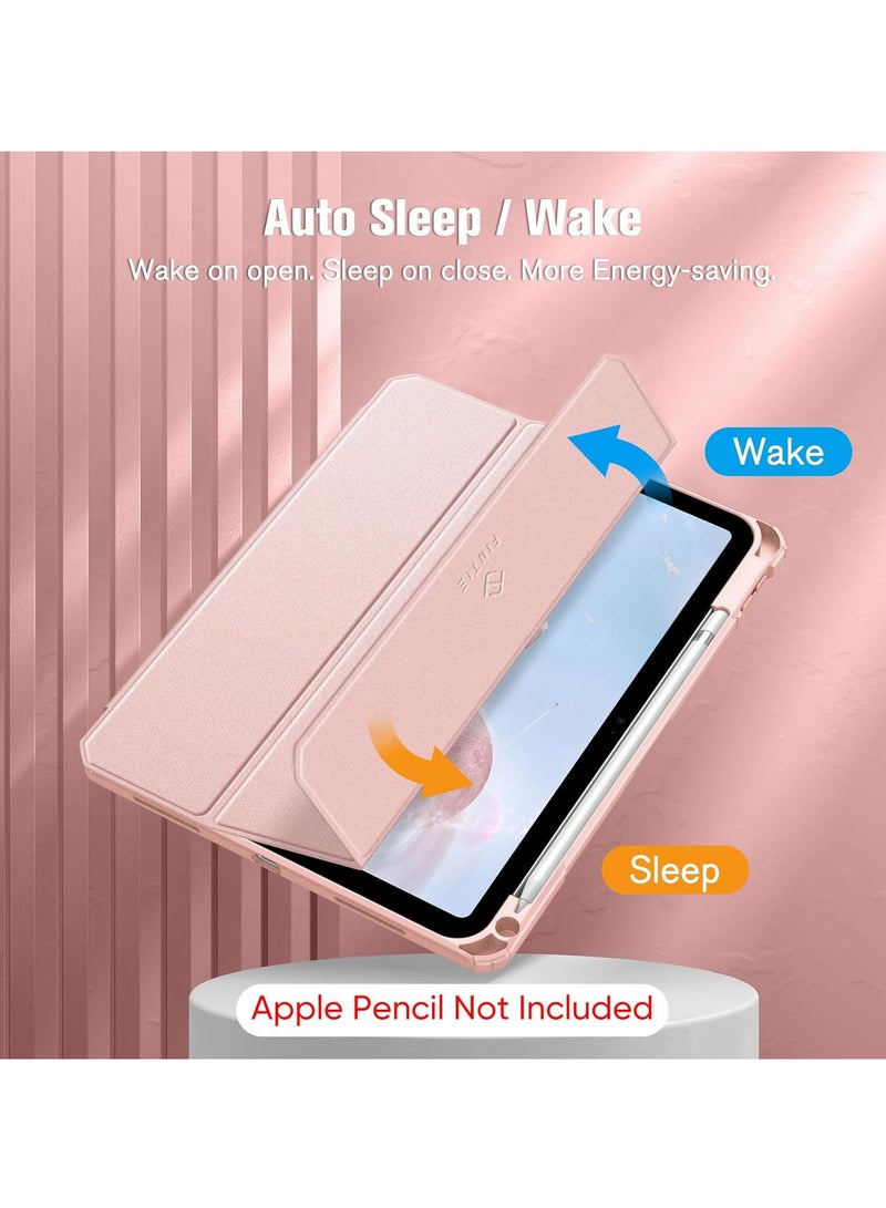 حافظة Ecosystem لجهاز iPad 10 (10.9 بوصة، موديل 2022، الجيل العاشر) مع حامل قلم، غطاء خلفي شفاف شفاف مع حامل رفيع مقاوم للصدمات، إيقاظ/سكون تلقائي (وردي) - Image 3