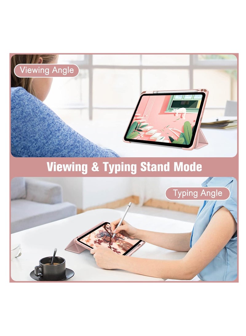 حافظة Ecosystem لجهاز iPad 10 (10.9 بوصة، موديل 2022، الجيل العاشر) مع حامل قلم، غطاء خلفي شفاف شفاف مع حامل رفيع مقاوم للصدمات، إيقاظ/سكون تلقائي (وردي) - Image 5