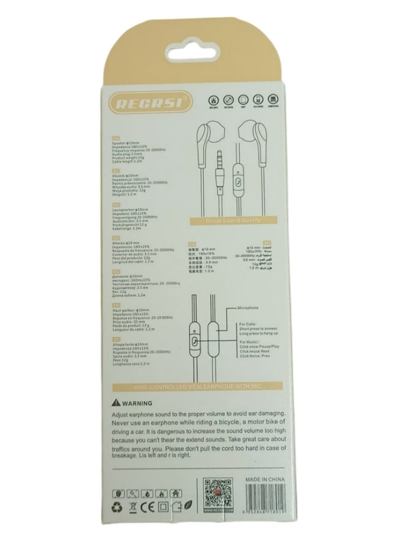 ريكرسي EP-E013 سماعات رأس ستيريو باس ميكروفون 3,5 ملم سماعة موسيقى - Image 3