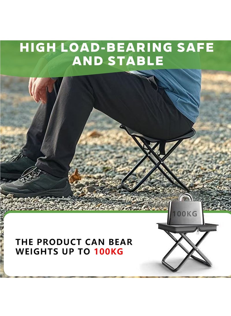 hilimse Portable Small Metal Handbag-Style Portable Folding Stool Durable Lightweight Camping Stool, Compact Outdoor Seat for Travel, Hiking and More(Medium Size,Black) - Image 5