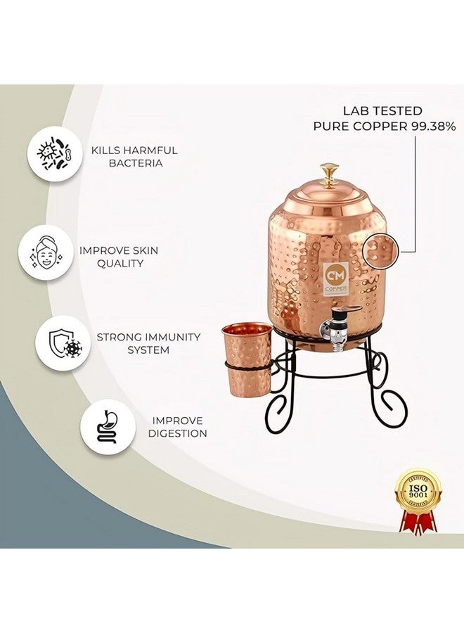 Copper-Master 5 Litre Hammered Water Dispenser (Matka/Pot) Container Pot with 1 Copper Glass and Stand Pure Copper and Ayurvedic Health Benefits (5000 ml) - Image 3