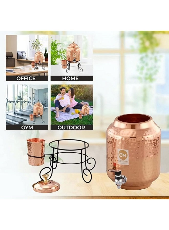 Copper-Master 5 Litre Hammered Water Dispenser (Matka/Pot) Container Pot with 1 Copper Glass and Stand Pure Copper and Ayurvedic Health Benefits (5000 ml) - Image 2
