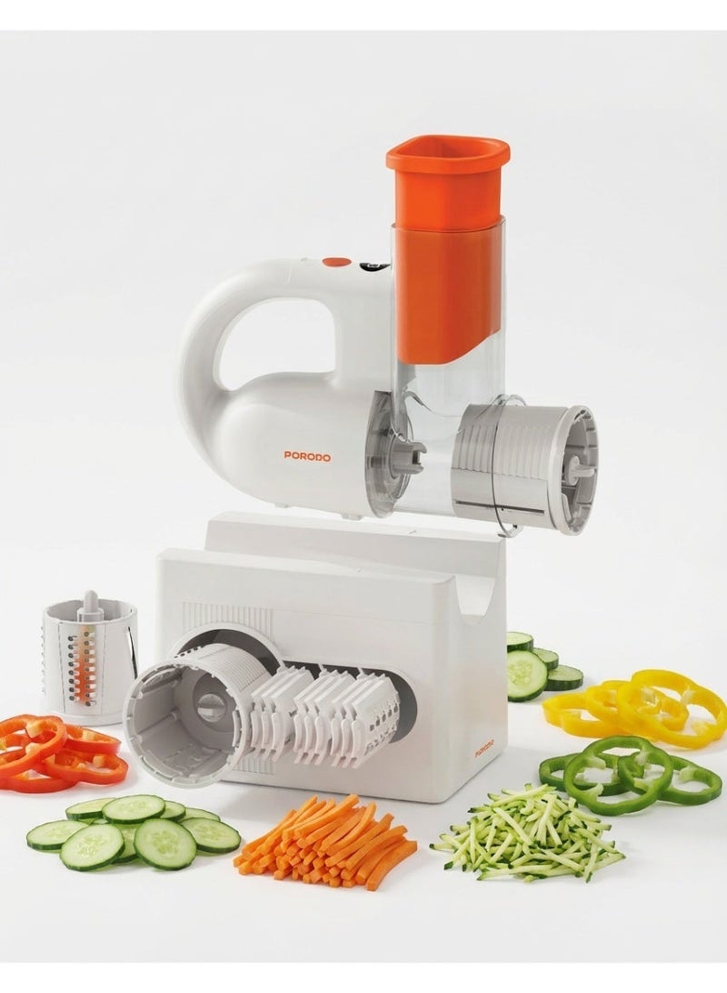 porodo Multi-Function Salad Maker with 4 Slicing Blades, Cordless, Smart Display, Dual 1300 Rechargeable Battery, One Touch Start, Ultra Thin & Thick Slicing, USB-C Charging - Image 1