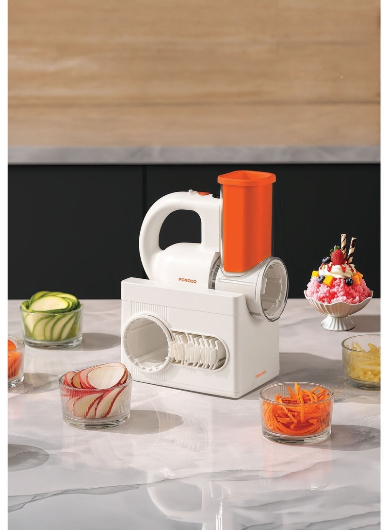 porodo Multi-Function Salad Maker with 4 Slicing Blades, Cordless, Smart Display, Dual 1300 Rechargeable Battery, One Touch Start, Ultra Thin & Thick Slicing, USB-C Charging - Image 5
