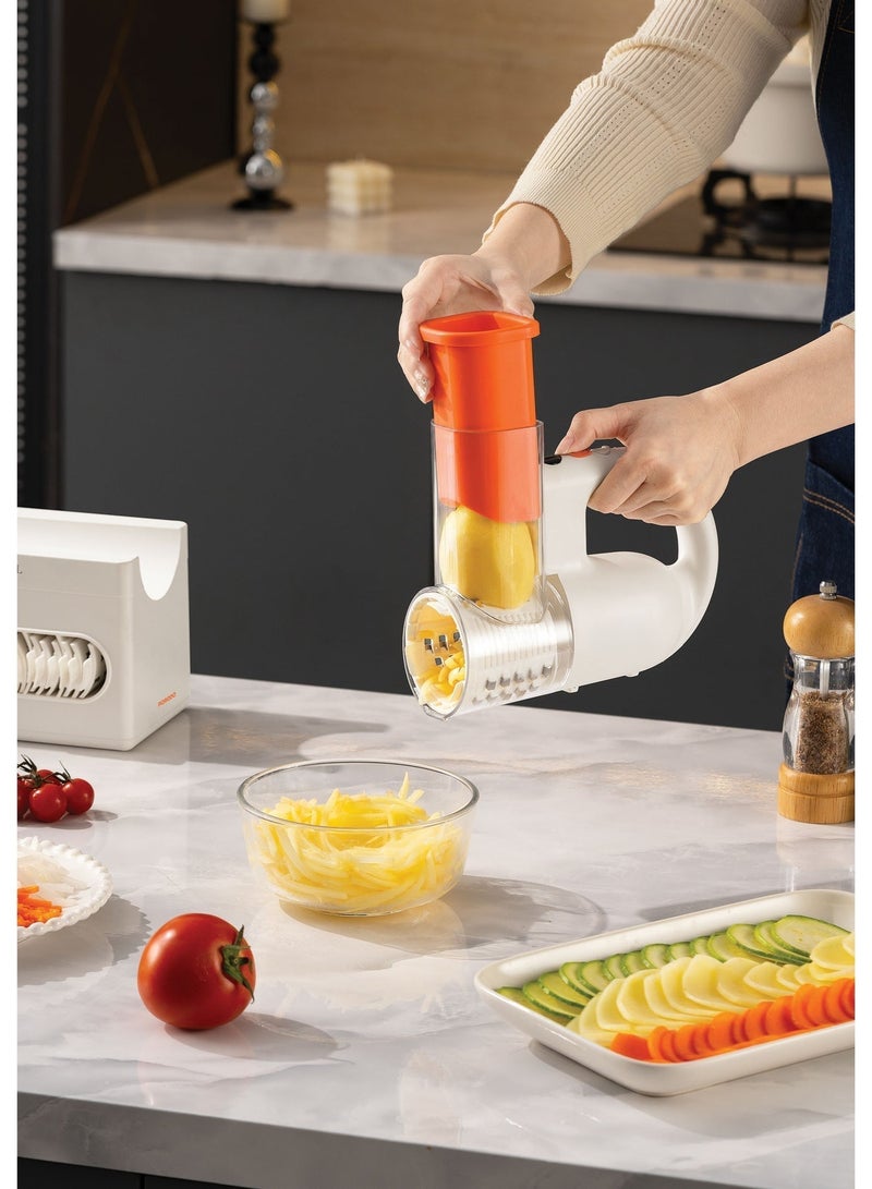 porodo Multi-Function Salad Maker with 4 Slicing Blades, Cordless, Smart Display, Dual 1300 Rechargeable Battery, One Touch Start, Ultra Thin & Thick Slicing, USB-C Charging - Image 3