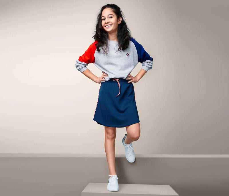 Tchibo Kids Girls Sporty Jersey Skirt, Navy - Image 1